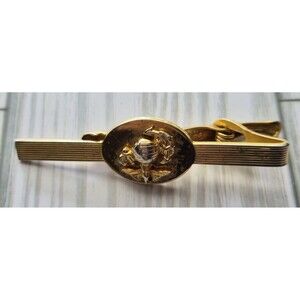 Vintage Dante US Marine Corps Tie Clasp Gold Plated Bicentennial Engraved